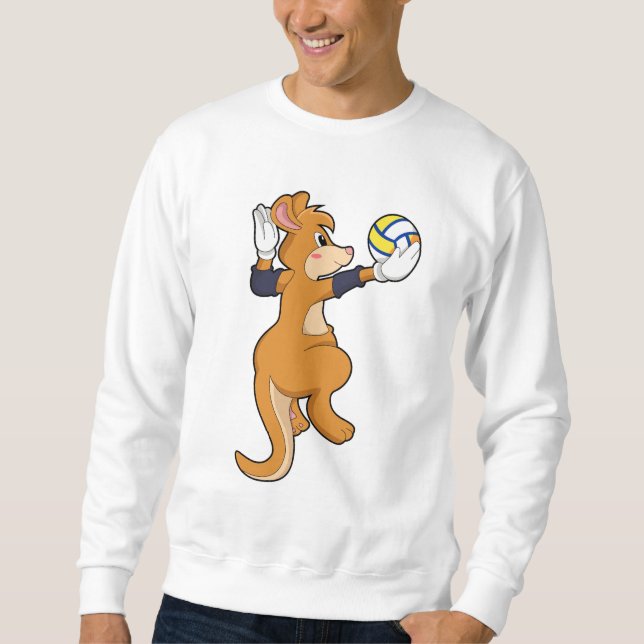 Kangaroo på Volleyball Sports Lång Ärmad Tröja (Framsida)