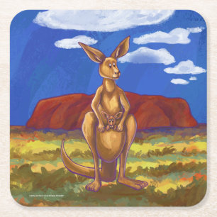 Kangaroo Party Centre Underlägg Papper Kvadrat