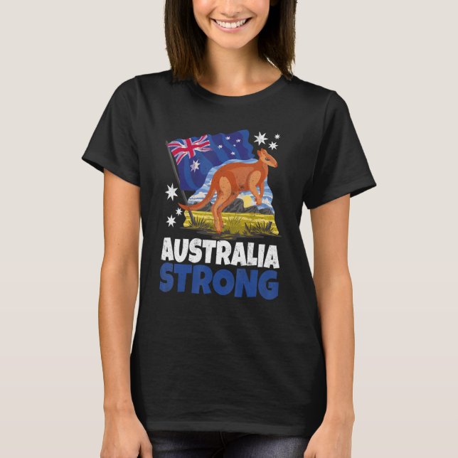 Kangaroo Patriotic Australian Flagga Australien St T Shirt (Framsida)