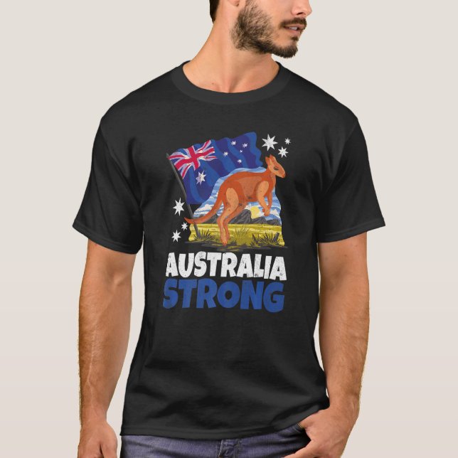 Kangaroo Patriotic Australian Flagga Australien St T Shirt (Framsida)