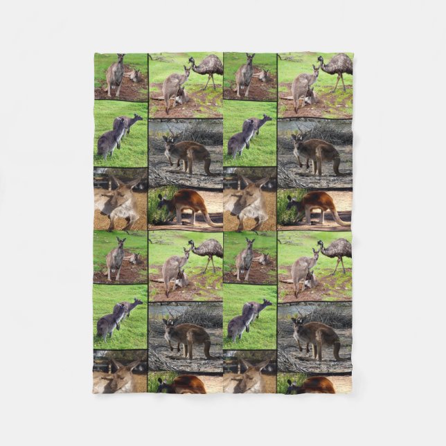 Kangaroo Photo Collage , Fleecefilt (Framsidan)