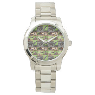 Kangaroo Photo Collage, Large Silver Unisex Watch Armbandsur
