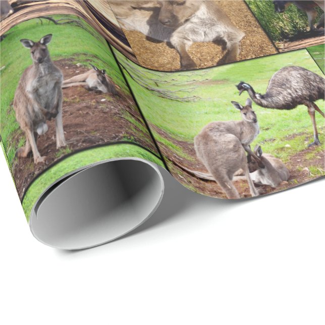 Kangaroo Photo Collage Presentpapper (Rullad Hörn)