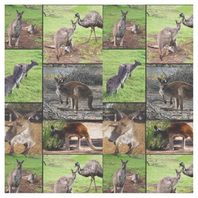 Kangaroo Photo Collage , Tyg (Närbild)