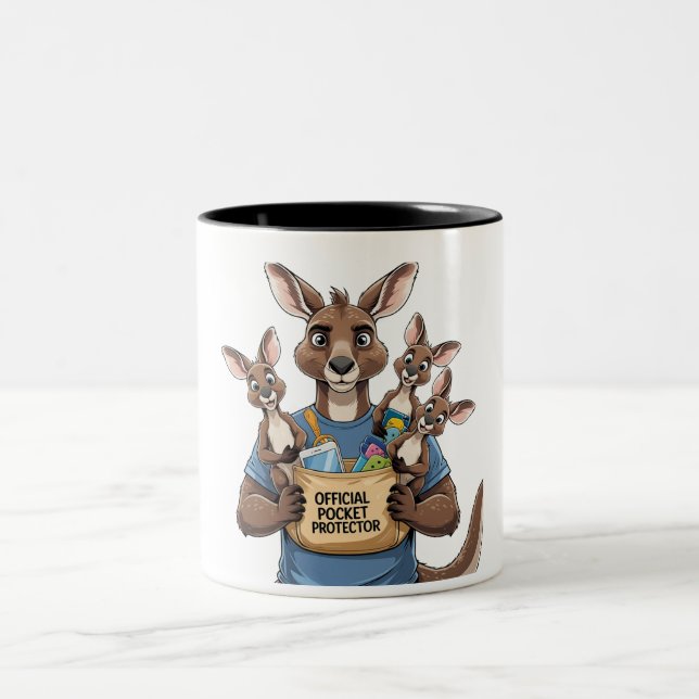 Kangaroo Pocket Protector - Funny Animal Pappa Två-Tonad Mugg (Center)
