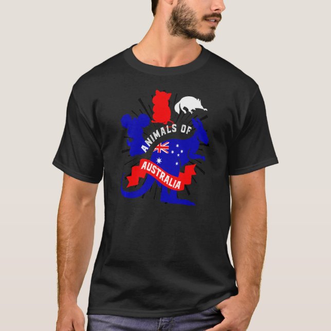 Kangaroo Quokka Sugar Glider Koala djur av aust T Shirt (Framsida)