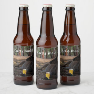 Kangaroo Relaxing with Beer Australia Funny Ölflaska Etikett