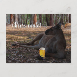 Kangaroo Relaxing with Beer Australia Funny Vykort