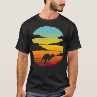 Kangaroo Retro Vintage 60s 70-tal Sunset Mammal An T Shirt