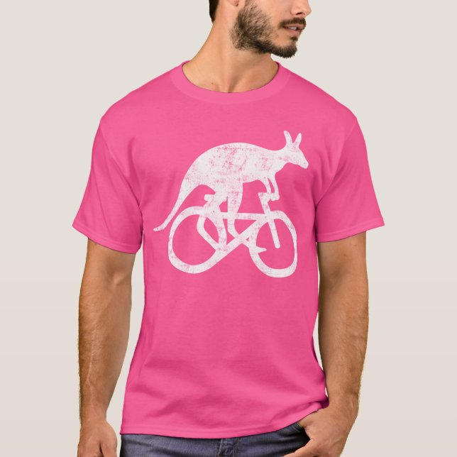Kangaroo Riding Bicycle Funny Sport Motivation Tra T Shirt (Framsida)