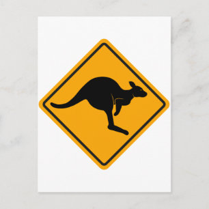 Kangaroo Road Sign Vykort