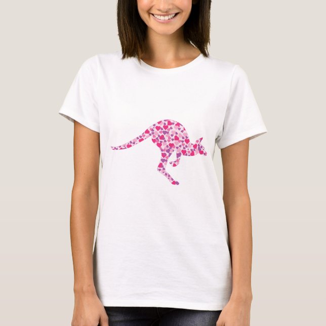 Kangaroo-Rosa-Hearts T Shirt (Framsida)
