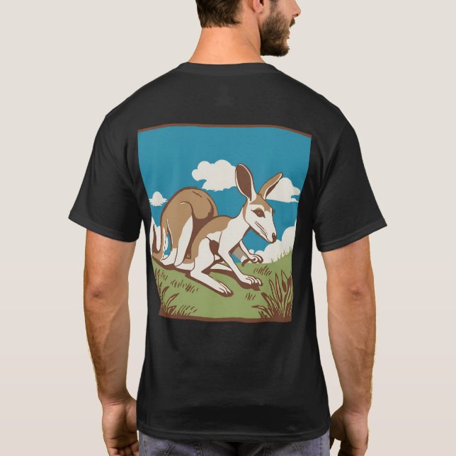 Kangaroo Silhouette Design T Shirt (Baksida)