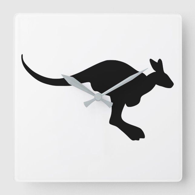 Kangaroo Silhouette Fyrkantig Klocka (Framsida)