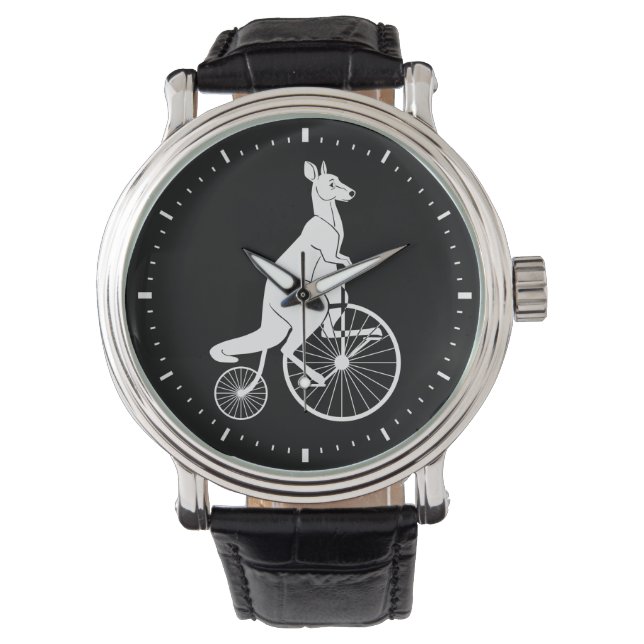 Kangaroo Silhouette Riding a Bike Armbandsur (Framsida)