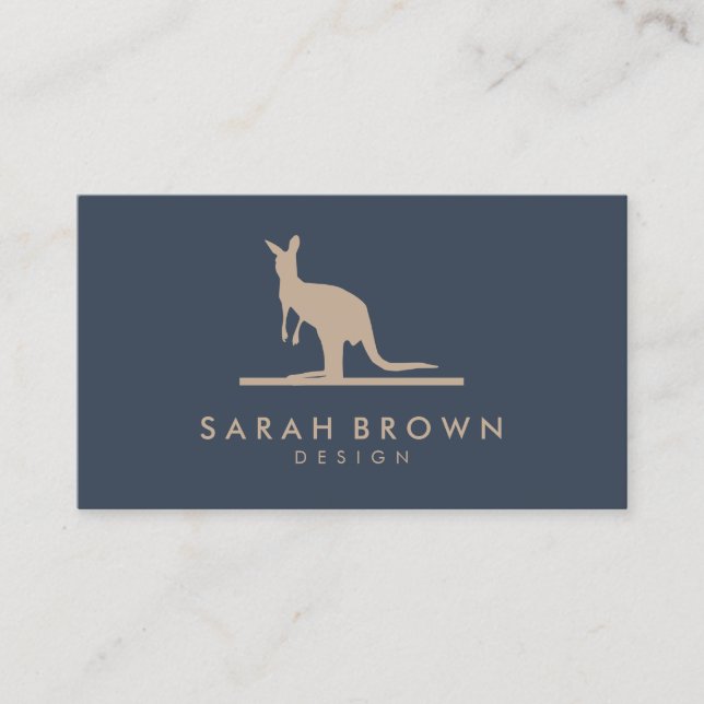 Kangaroo Silhouette Simple Logotyp Design Visitkort (Framsida)