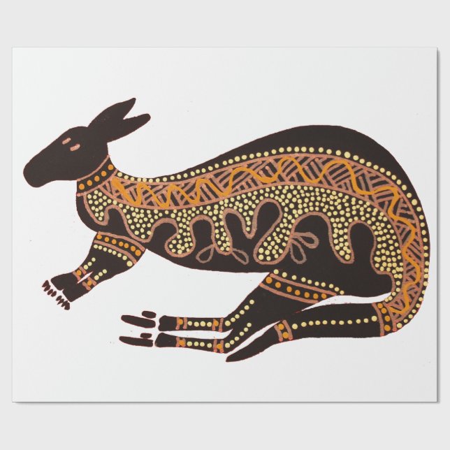 Kangaroo Single on White Wrapping Papper Presentpapper (Platt)