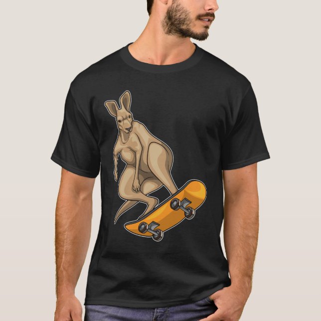Kangaroo Skater Skateboard-sport T Shirt (Framsida)