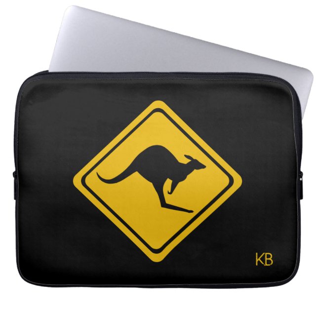 kangaroo-skylt laptop sleeve (Framsidan)