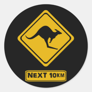 kangaroo-skylt runt klistermärke