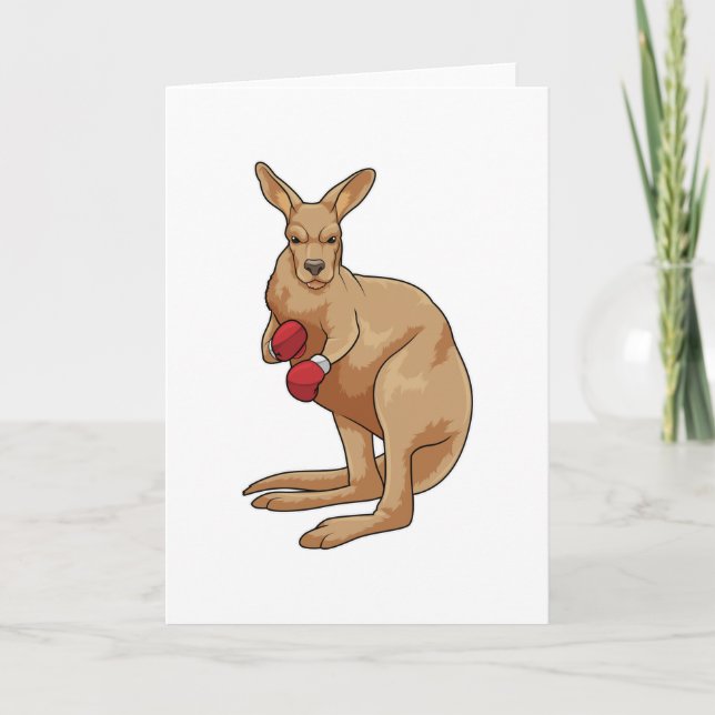 Kangaroo som Boxer med Boxinghandskar Kort (Framsida)