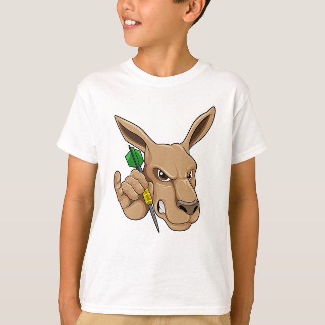 Kangaroo som Dart-spelare med Dart T Shirt (Framsida)