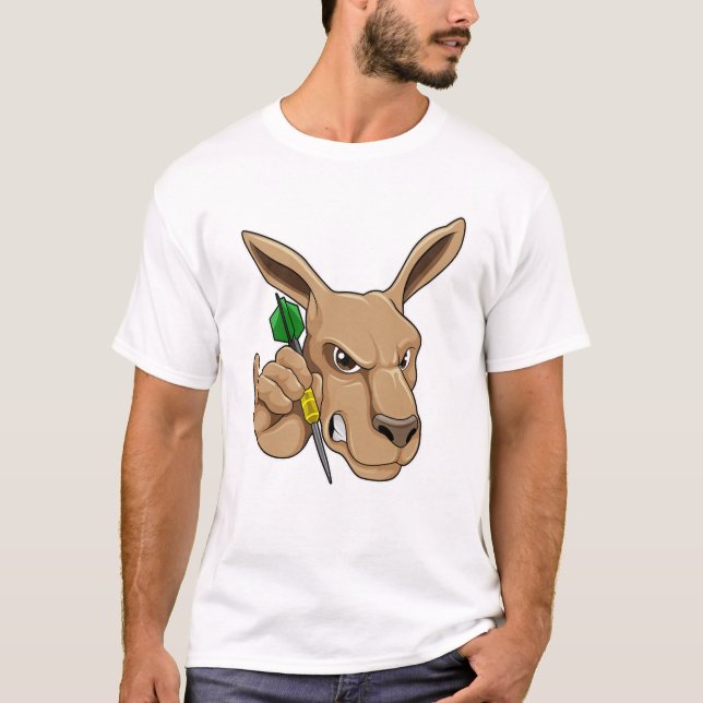 Kangaroo som Dart-spelare med Dart T Shirt (Framsida)