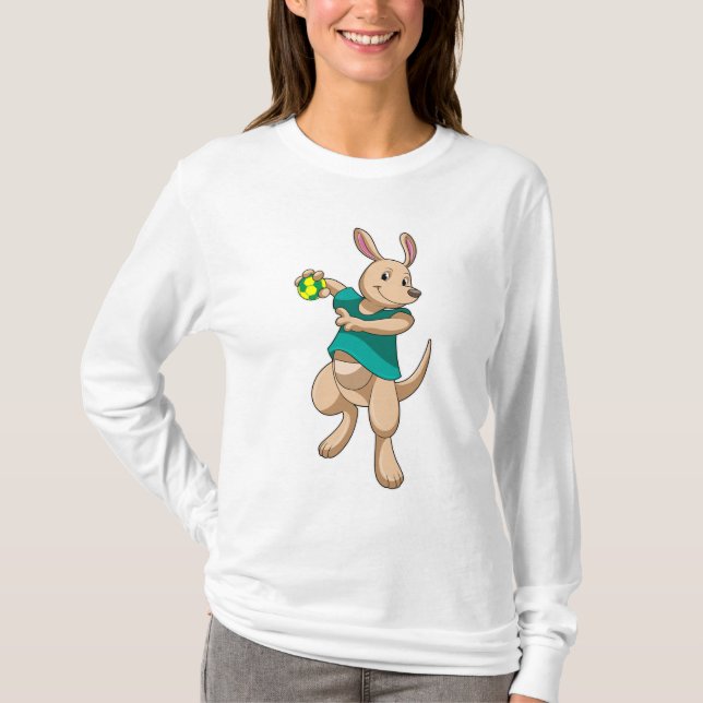 Kangaroo som handbollsspelare med handboll t shirt (Framsida)