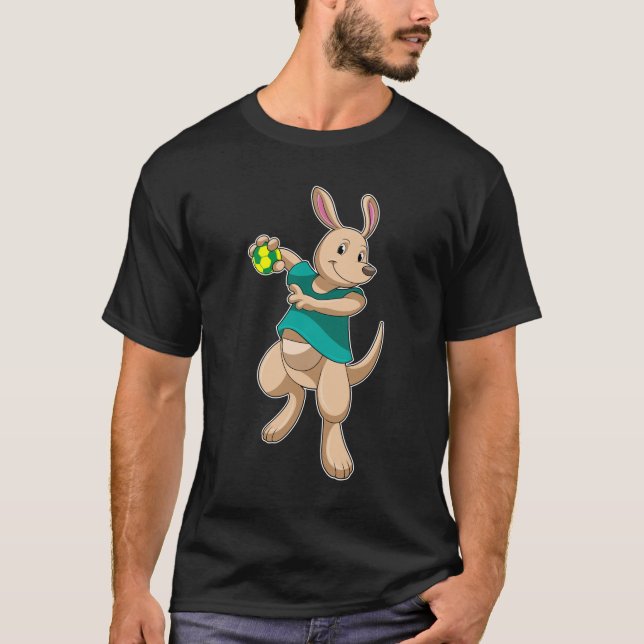 Kangaroo som handbollsspelare med handboll t shirt (Framsida)