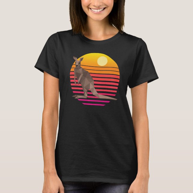 Kangaroo Sunset Australia Kangaroos Retro Premium T Shirt (Framsida)