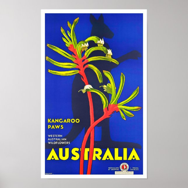 Kangaroo tass Australien vintage resor Poster (Framsidan)