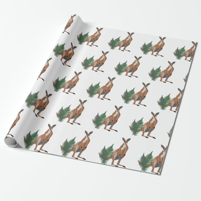 Kangaroo Teckning Presentpapper (Utrullad)