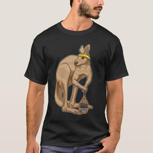 Kangaroo Tennis Tennis racket T Shirt (Framsida)