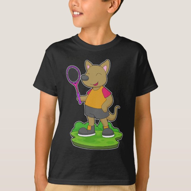 Kangaroo Tennis Tennis racket T Shirt (Framsida)