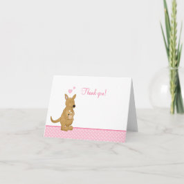 Kangaroo Thank you Notes - Mommy and Baby Pink Tack Kort