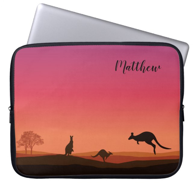 Kangaroo Thated Personlig Laptop Cover Sleeve (Framsidan)