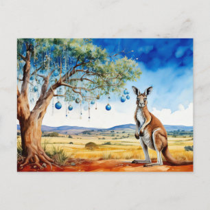 Kangaroo under gumtree med julbalkar helg vykort