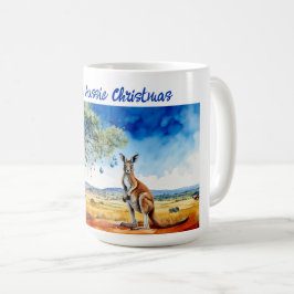 Kangaroo under gumtree med julbalkar kaffemugg