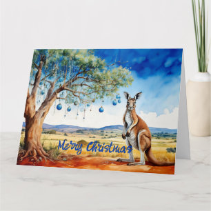 Kangaroo under gumtree med julbalkar kort