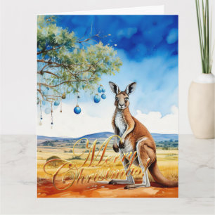 Kangaroo under gumtree med julbalkar kort