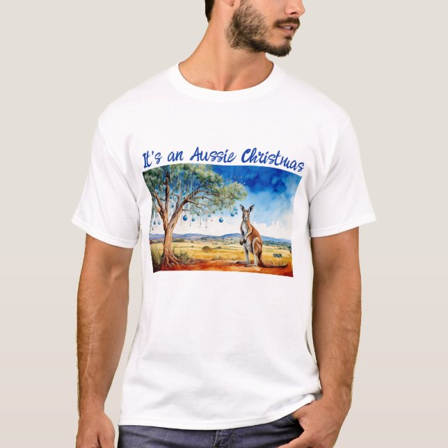 Kangaroo under gumtree med julbalkar t shirt (Framsida)