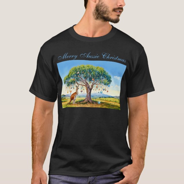 Kangaroo under gumtree med julbalkar t shirt (Framsida)