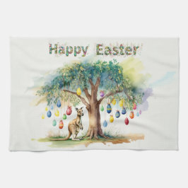 Kangaroo under gumtree med Påskägg Kökshandduk