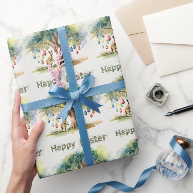 Kangaroo under gumtree med Påskägg Presentpapper (Gifting)