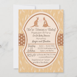 Kangaroo Unisex Baby Shower Boy eller Girl Inbjudningar