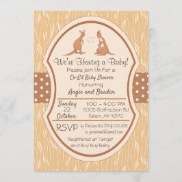 Kangaroo Unisex Baby Shower Boy eller Girl Inbjudningar