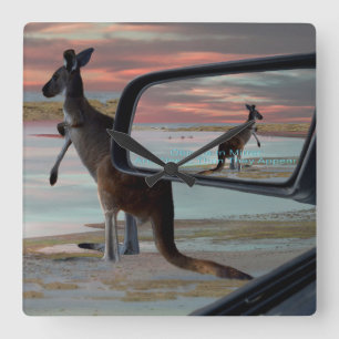 Kangaroo vid stranden, fyrkantig klocka