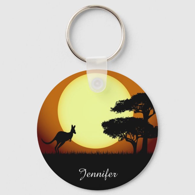 Kangaroo vid sunset namn nyckelring (Framsida)