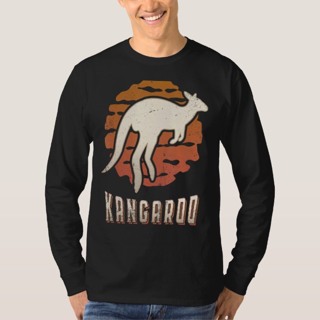 Kangaroo Vintage Retro Classic Animal Sunset T Shirt (Framsida)