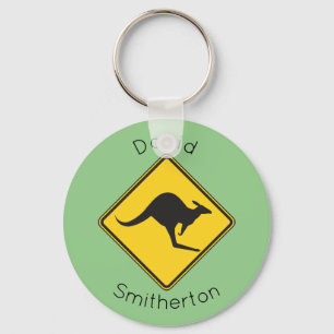 Kangaroo Warning Sign Keychain Gift Australien Nyckelring